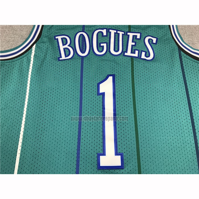 Camiseta Charlotte Hornets Muggsy Bogues NO 1 Hardwood Classics 1992-93 Verde